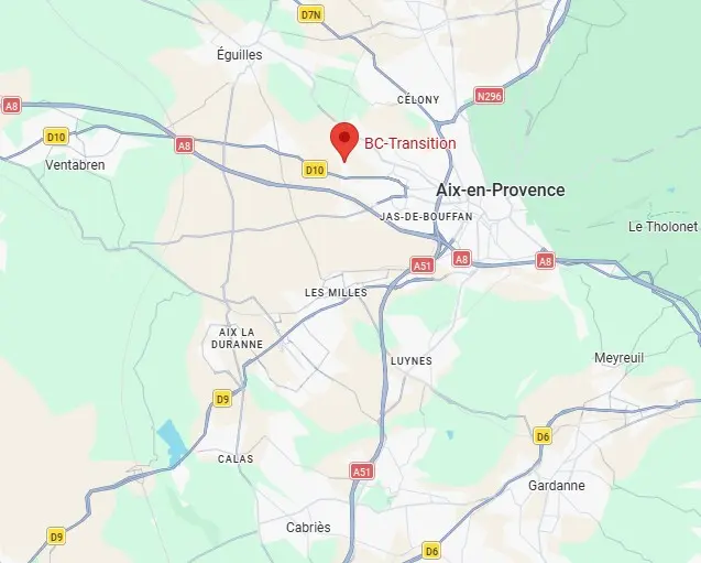 Carte de la zone d’intervention BC-Transition dans la région aixoise.